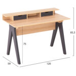 Γραφειο Rexin HM18290 Μελαμινη Σε Sonama-Γκρι 120x19-59x75-85,5υυεκ. - Image 2