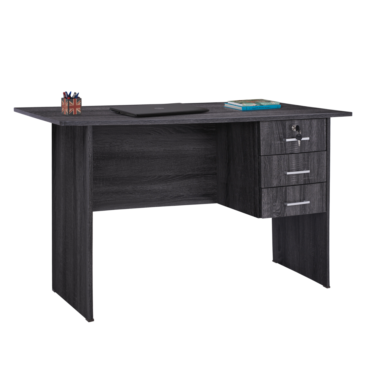 grafeio-me-3-syrtaria-fb9226801-melamini Γραφειο Με 3 Συρταρια Hayden HM2268.01 Μελαμινη Σε Ανθρακι Χρωμα 120x60x75υεκ - Image 1