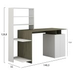 Γραφειο Με Βιβλιοθηκη Rochell Μελαμινη Olive Grey Λευκο 146,3x55x128,8υεκ.hm8886.11 - Image 2