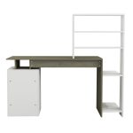 Γραφειο Με Βιβλιοθηκη Rochell Μελαμινη Olive Grey Λευκο 146,3x55x128,8υεκ.hm8886.11 - Image 5