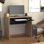 Γραφειο Paris Grey Oak-Μαυρο 90x45x74εκ Prs - Image 2