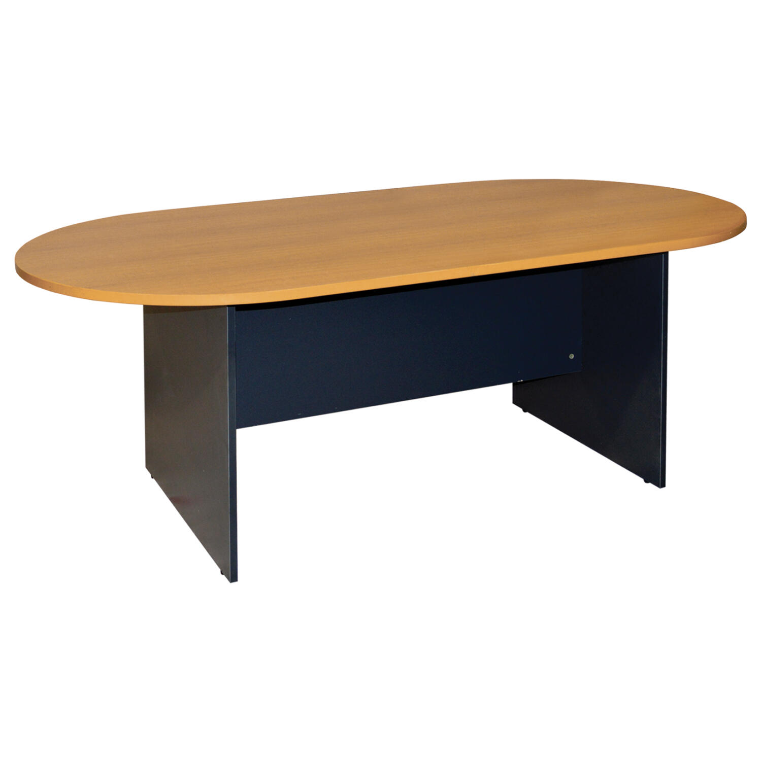 grafeio-synedriaseon-obal-fb9213401-anth Γραφειο Συνεδριασεων Οβαλ Sienna HM2134.01 Ανθρακι Μελαμινη-Top Σε Oak 240x120x75υεκ - Image 1