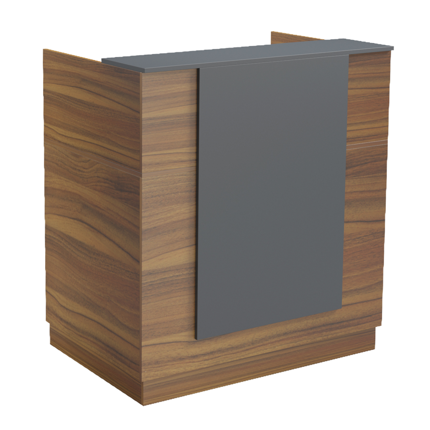 grafeio-ypodochis-reception-fb9215503-me Γραφειο Υποδοχης (Reception) Karmen HM2155.03 Μελαμινη Καρυδι/Γκρι 100x70x110υεκ - Image 1