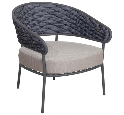 grenada-lounge-polythrona-alouminiou-1274-36203 Grenada Lounge Anthracite Πολυθρόνα Aλουμινίου με Φαρδύ Σχοινί Ανθρακί - Image 1