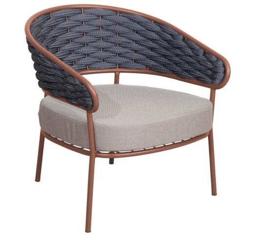 grenada-lounge-polythrona-alouminiou-1274-36205 Grenada Lounge Copper Πολυθρόνα Αλουμινίου με Φαρδύ Σχοινί Ανθρακί - Image 1