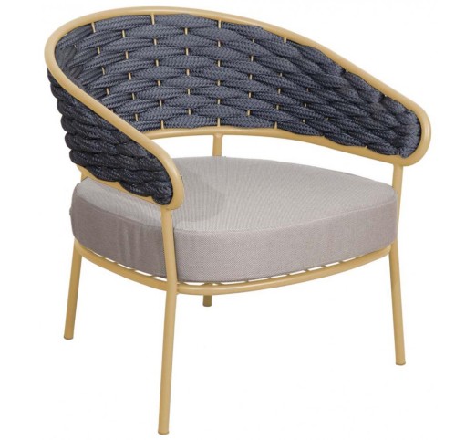grenada-lounge-polythrona-alouminiou-1274-36208 Grenada Lounge Gold Πολυθρόνα Αλουμινίου με Φαρδύ Σχοινί Ανθρακί - Image 1
