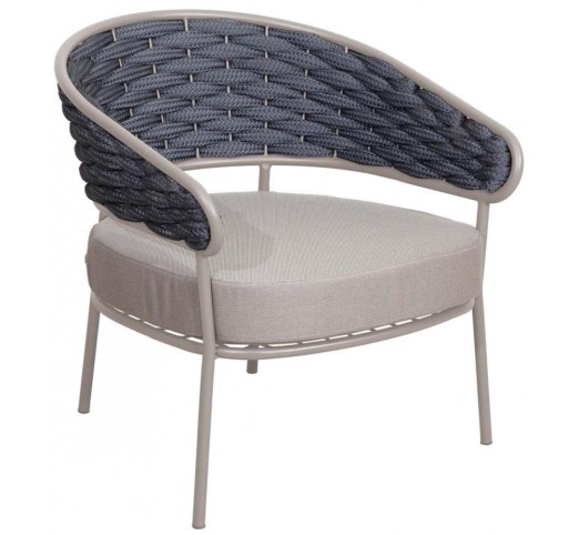 grenada-lounge-polythrona-alouminiou-1274-36209 Grenada Lounge Grey Πολυθρόνα Aλουμινίου με Φαρδύ Σχοινί Ανθρακί - Image 1