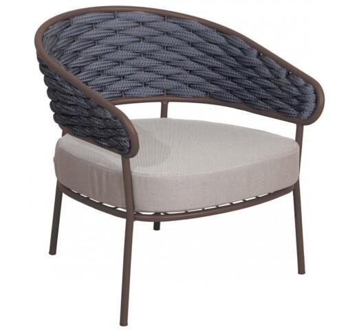 grenada-lounge-polythrona-alouminiou-1274-36210 Grenada Lounge Brown Πολυθρόνα Αλουμινίου με Φαρδύ Σχοινί Ανθρακί - Image 1