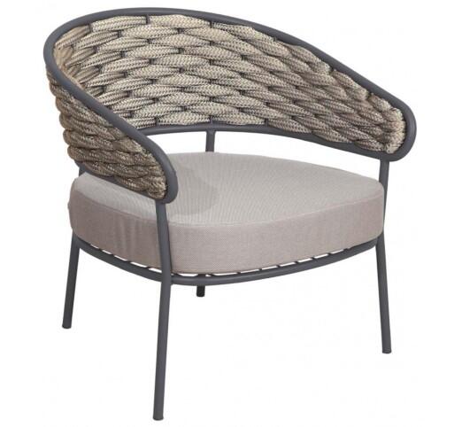 grenada-lounge-polythrona-alouminiou-1274-36212 Grenada Lounge Anthracite Πολυθρόνα Aλουμινίου με Φαρδύ Σχοινί Taupe - Image 1