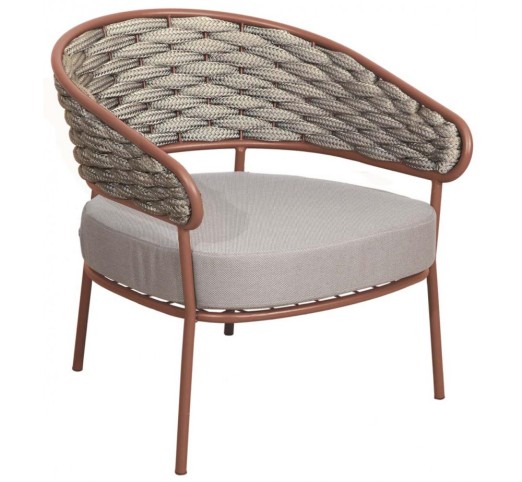 grenada-lounge-polythrona-alouminiou-1274-36214 Grenada Lounge Copper Πολυθρόνα Αλουμινίου με Φαρδύ Σχοινί Taupe - Image 1