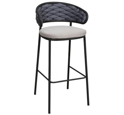 grenada-skampo-bar-alouminiou-1275-25772 Grenada Black Σκαμπό Μπαρ Αλουμινίου με Φαρδύ Σχοινί Ανθρακί - Image 1