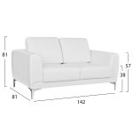 Καναπες 2θεσιος Kενζιε HM3121.22 Με Λευκο PU 142x81x81 Εκ. - Image 2