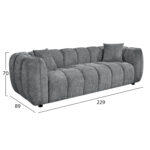 Καναπες 3-θεσιος Lykke HM3323.01 Γκρι Υφασμα 229x89x70υεκ - Image 3