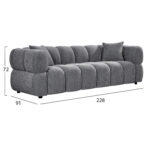 Καναπες 3-θεσιος Norika HM3331.01 Γκρι Υφασμα 220x88x85υεκ. - Image 3