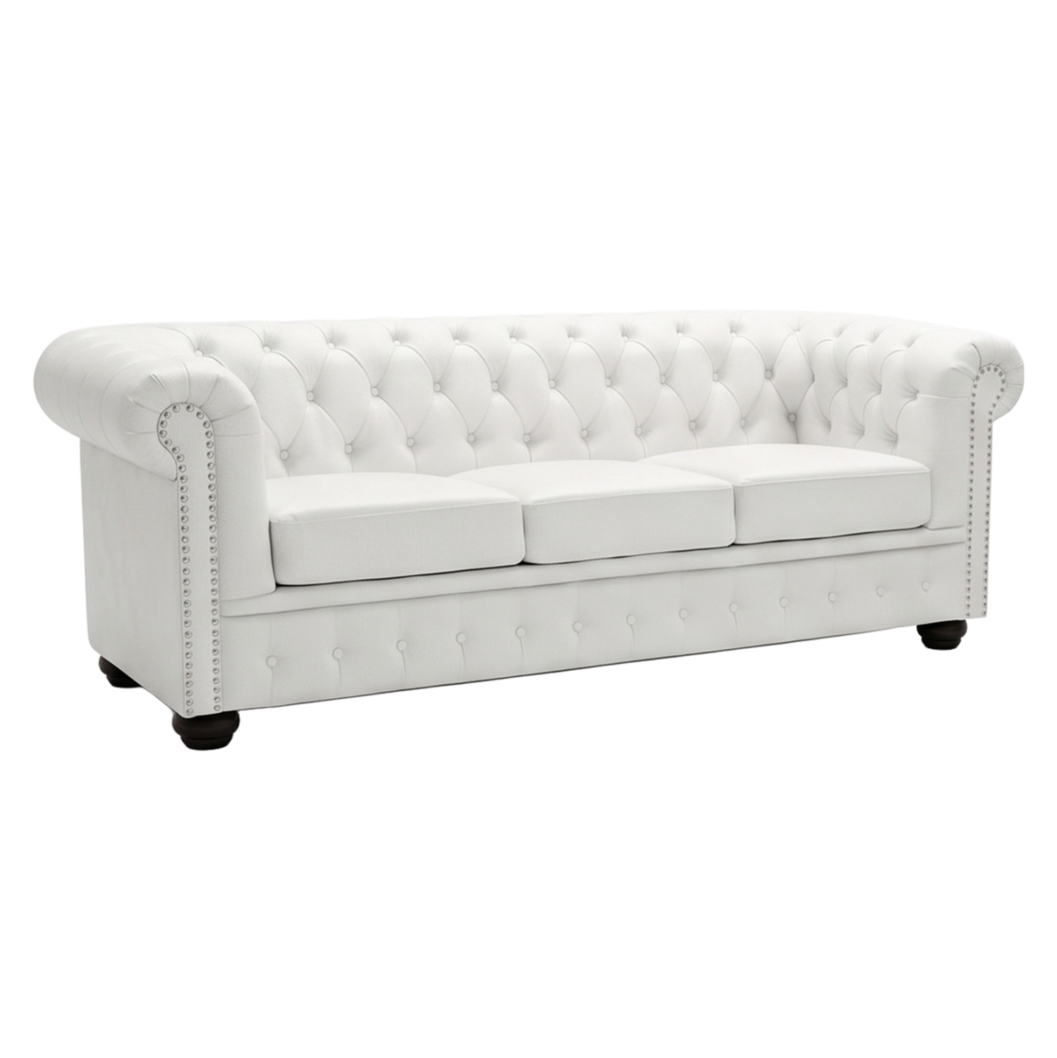 kanapes-3thesios-fb9300902-technoderma-l Καναπες 3θεσιος T.chesterfield HM3009.02 Τεχνοδερμα Λευκο Ματ 208x90x73 Εκ. - Image 1