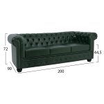 Καναπες 3θεσιος T.chesterfield HM3009.08 Τεχνοδερμα Κυπαρισσι 208x90x73 Εκ. - Image 3