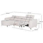 Καναπες Αριστερη Γωνια 3θ Με Recline Valente HM3317.02L Μπεζ Υφασμα 275x160x104yεκ - Image 3