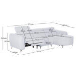 Καναπες Δεξια Γωνια 3θ Με Recline Valente HM3317.01R Ανοιχτο Γκρι Υφασμα 275x160x104yεκ - Image 3