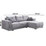 Καναπες Δεξια Γωνια Figo Γκρι-Σκουρο Γκρι 274x179x83εκ - Image 4