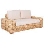 Καναπες 2-θεσιος Tropel HM9809 Ξυλο Mango-Rattan Φυσικο-Λευκα Μαξιλαρια 192x88x70-85υεκ.