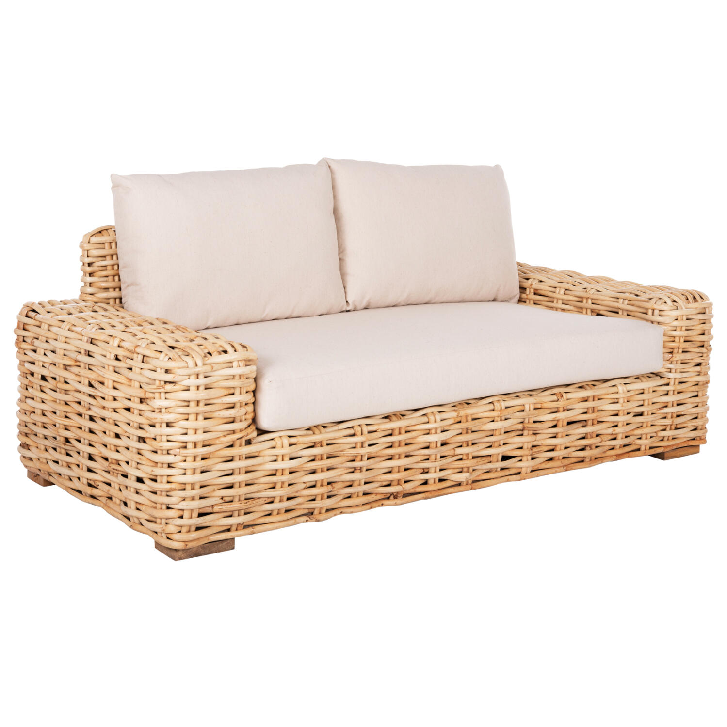 kanapes-dithesios-exchoroy-fb99809-xylo- Καναπες 2-θεσιος Tropel HM9809 Ξυλο Mango-Rattan Φυσικο-Λευκα Μαξιλαρια 192x88x70-85υεκ. - Image 1