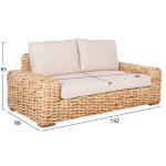 Καναπες 2-θεσιος Tropel HM9809 Ξυλο Mango-Rattan Φυσικο-Λευκα Μαξιλαρια 192x88x70-85υεκ. - Image 2