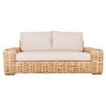 Καναπες 2-θεσιος Tropel HM9809 Ξυλο Mango-Rattan Φυσικο-Λευκα Μαξιλαρια 192x88x70-85υεκ. - Image 3