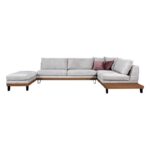 Καναπες Fylliana Filippa Δεξια Γωνια Ice Με Ροζ Μαξιλαρια 360x240εκ - Image 2