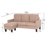 Καναπες Γωνια Αναστρεψιμη Meggy HM3297.13 Μπεζ Υφασμα 184.5x75-129x86yεκ. - Image 2