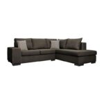 Καναπες Γωνια Δεξια Fylliana New Toulouse Taupe Υφασμα Με Mocca Μαξιλαρια 260x205x93εκ