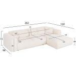 Καναπες Γωνια Bricken HM3275.02R Λευκο Υφασμα 110-282x98-160x72υεκ. - Image 3