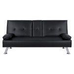 Καναπες Κρεβατι Benin Με Μαυρο PU 165x76,5x79 Εκ Και Πτυσσομενο Μπρατσο HM3157.01 - Image 3