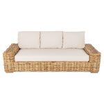 Καναπες Τριθεσιος Εξ.χωρου Tropel HM9808 Ξυλο Mango-Rattan Φυσικο-Λευκα Μαξιλαρια 216x88x85υεκ - Image 3