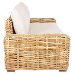 Καναπες Τριθεσιος Εξ.χωρου Tropel HM9808 Ξυλο Mango-Rattan Φυσικο-Λευκα Μαξιλαρια 216x88x85υεκ - Image 4