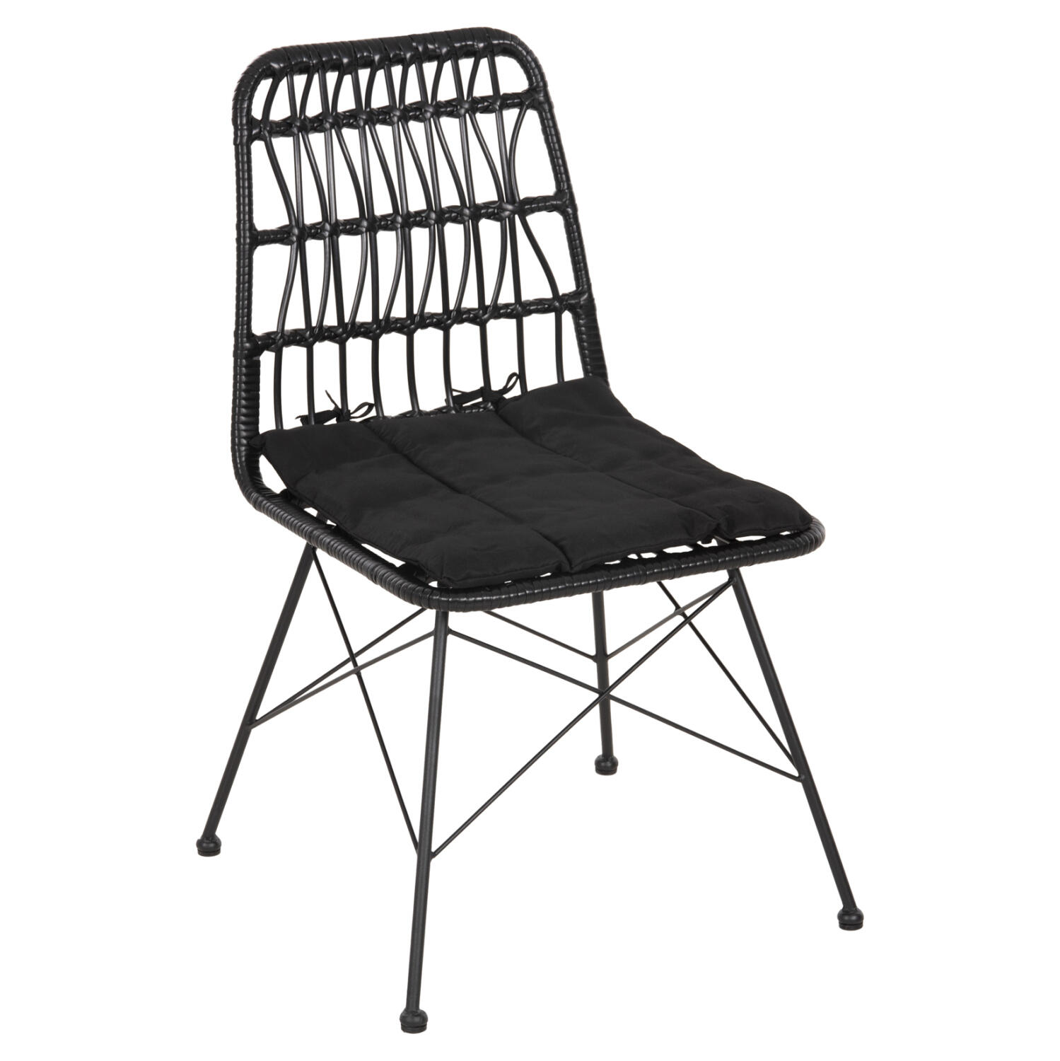 karekla-exchoroy-fb9545312-metallo-maxil Καρεκλα Εξ.χωρου Allegra HM5453.12 Μεταλλο-Μαξιλαρι-Wicker Μαυρο 52x52x83,5yεκ. - Image 1