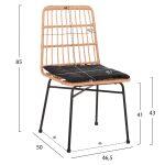 Καρεκλα Allegra HM5705.11 Μαυρη Μεταλλικη Με Μαξιλαρι-Wicker Μπεζ 46,5x50x85υεκ. - Image 2