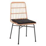 Καρεκλα Allegra HM5705.11 Μαυρη Μεταλλικη Με Μαξιλαρι-Wicker Μπεζ 46,5x50x85υεκ.