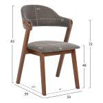 Καρεκλα Rider HM9734.01 Rubberwood Σε Καρυδι-Υφασμα Γκρι 59x59x83yεκ. - Image 2