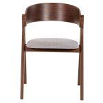 Καρεκλα Nekker HM9739.02 Rubberwood Σε Καρυδι-Γκρι Υφασμα Καθισμα 56x55x78yεκ. - Image 3