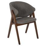 Καρεκλα Hana HM9746.02 Rubberwood Σε Καρυδι Χρωμα-Γκρι Υφασμα 55x60x84yεκ.