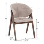Καρεκλα Hana HM9746.11 Rubberwood Σε Καρυδι Χρωμα-Μπεζ Υφασμα 55,5x60x85yεκ. - Image 2
