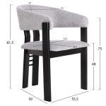 Καρεκλα Zarra HM9970.02 Rubberwood Σε Μαυρο-Ανοιχτο Γκρι Υφασμα 55,5x59x81,5υεκ - Image 2