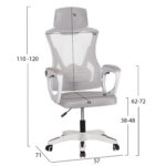 Καρεκλα Γραφειου Salas HM1223.02 P.p. Λευκο-Γκρι Mesh Υφασμα 57x71x110-120υεκ - Image 2