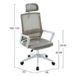 Καρεκλα Γραφειου Velocity HM1229.02 Λευκο Pp--Ανοιχτο Γκρι Mesh 60x62x123υεκ - Image 2