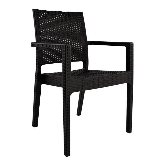 karekla-me-mpratsa-dark-brown-hm513409 Πολυθρονα Πολυπροπυλενιου Βαρεως Τυπου Kaganu Dark Brown HM5134.09 57x55,5x89 Εκ. - Image 1