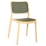 Καρεκλα Πολυπροπυλενιου Meko HM5934.04 Μπεζ Με Olive Green Ψαθα 51x52x80υεκ.