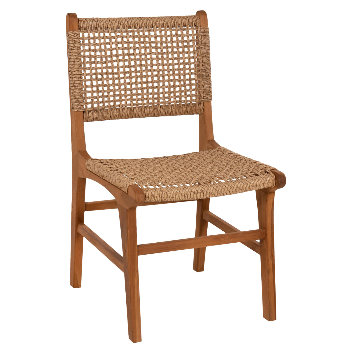 karekla-trapezarias-fb9938611-xylo-teak- Καρεκλα Τραπεζαριας Nesha HM9386.11 Ξυλο Τεακ Με Σχοινι Viro 50.5x60x89υεκ. - Image 1