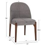 Καρεκλα Τραπεζαριας Rammer HM9744.01 Rubberwood Σε Καρυδι-Γκρι Υφασμα 57x55x86υεκ. - Image 2