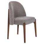 Καρεκλα Τραπεζαριας Rammer HM9744.01 Rubberwood Σε Καρυδι-Γκρι Υφασμα 57x55x86υεκ.