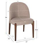 Καρεκλα Τραπεζαριας Rammer HM9744.02 Rubberwood Σε Καρυδι-Εκρου Υφασμα 57x55x86υεκ. - Image 2